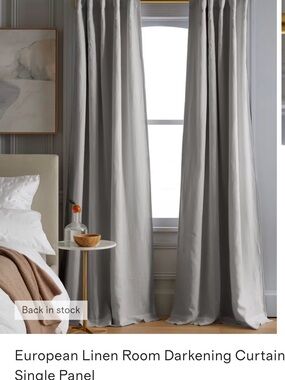 Quince European Luxe Linen Curtain Panel Cloud 96x96 (one panel)